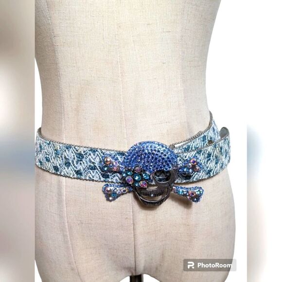 Skull Rhinestone and Lace Belt - Picture 1 of 8